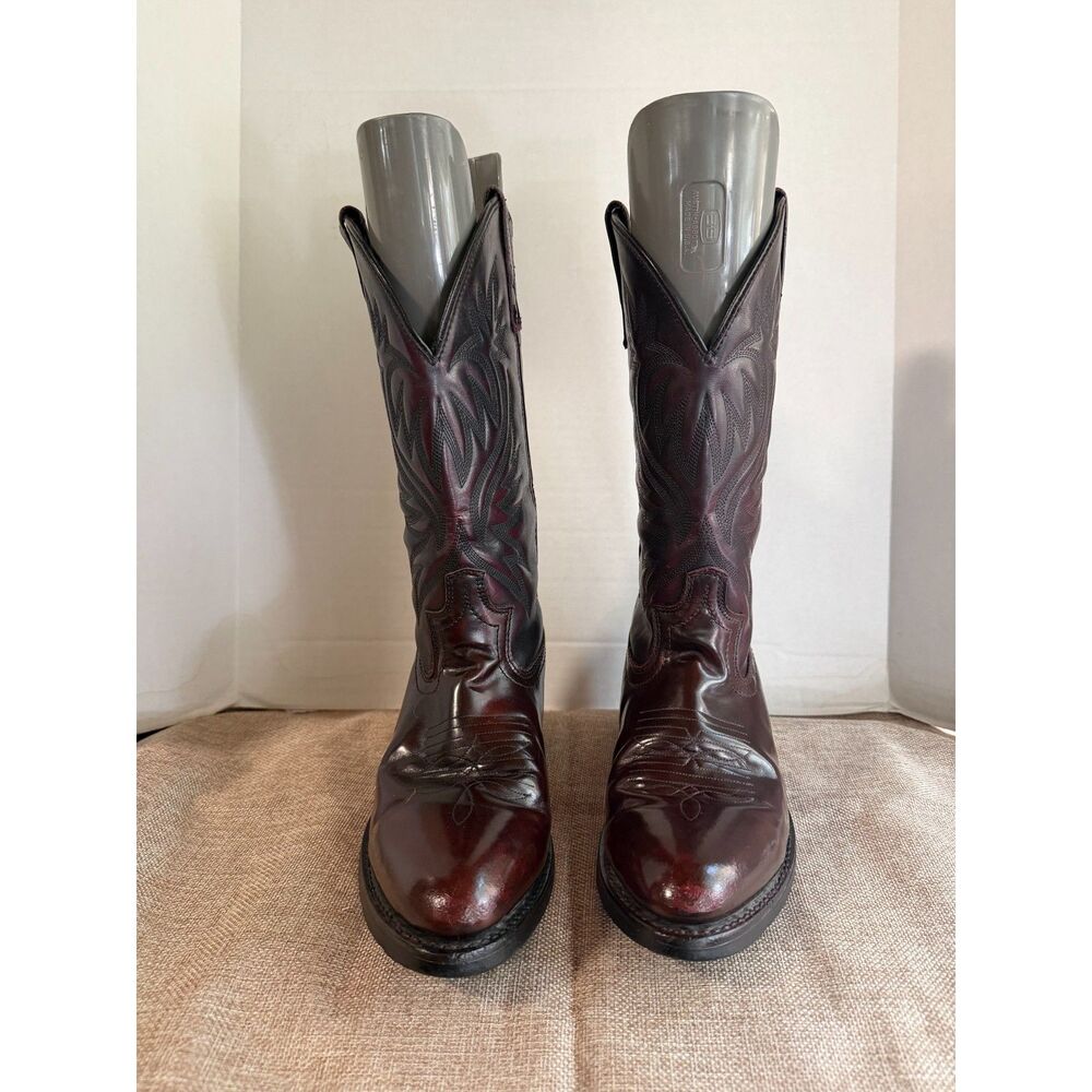Laredo 4246 Men's 8.5D Black Cherry Burgundy Western Cowboy Boots